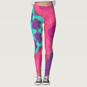 Leggings Fleur Mandala rose bleu et violet rétro (Devant)