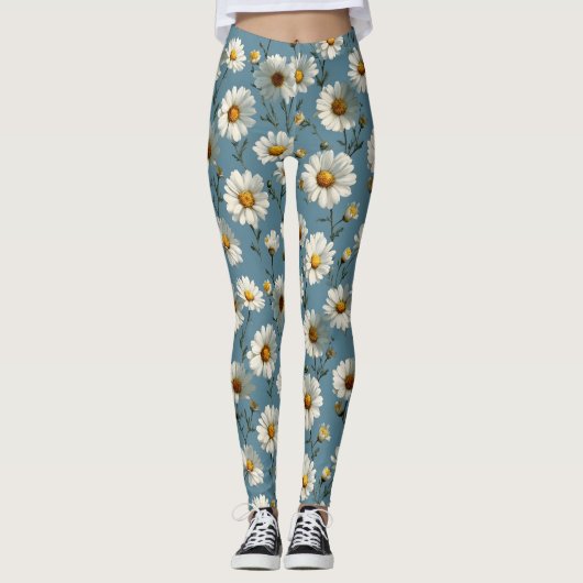 Leggings Fleur marguerite en bleu incomparable (Devant)
