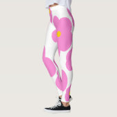 Leggings Fleur marguerite rose jaune moderne motif élégant (Gauche)