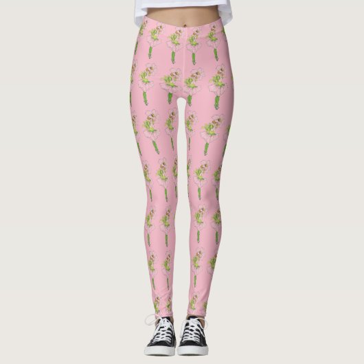 Leggings Fleur mignonne Enfants rose Briquet Rose fille drô (Devant)