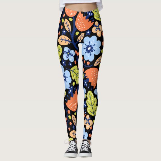 Leggings Fleur motif coloré brillant (Devant)