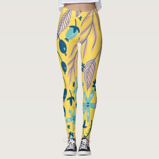 Leggings Fleur motif coloré brillant beauté (Devant)