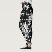 Leggings fleur noir blanc (Gauche)