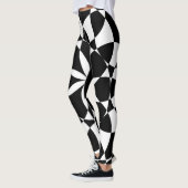 Leggings Fleur noire et blanche mandala mosaïque rétro (Gauche)