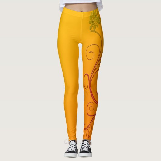 Leggings Fleur orange (Devant)