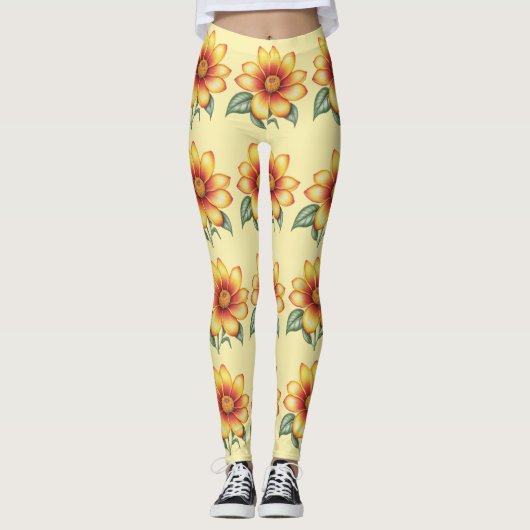 Leggings Fleur orange (Devant)