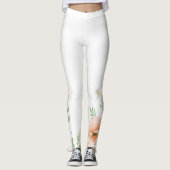 Leggings Fleur orange aux tiges vertes (Devant)