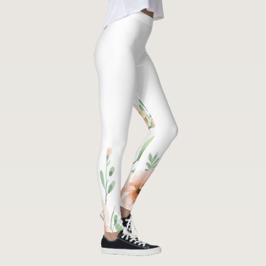Leggings Fleur orange aux tiges vertes (Droite)