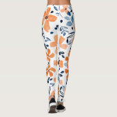 Leggings Fleur orange et bleu feuille motif (Dos)