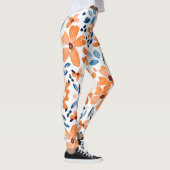 Leggings Fleur orange et bleu feuille motif (Droite)