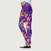 Leggings Fleur orange et feuilles bleus transparents (Gauche)