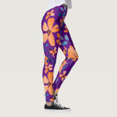 Leggings Fleur orange et feuilles bleus transparents (Droite)