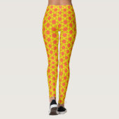 Leggings Fleur orange Starburst sur Jaune (Dos)
