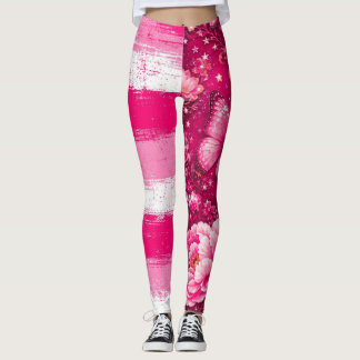 Leggings Fleur Papillon Rose