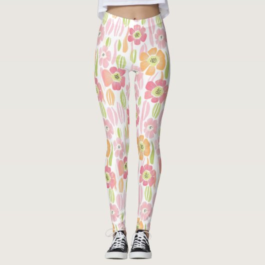 Leggings Fleur pastel rétro (1) (Devant)