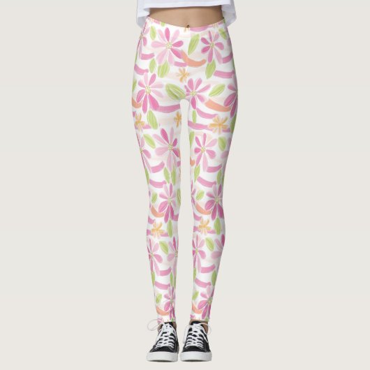 Leggings Fleur pastel rétro (2) (Devant)
