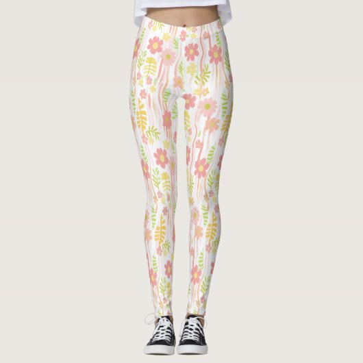 Leggings Fleur pastel rétro (3) (Devant)