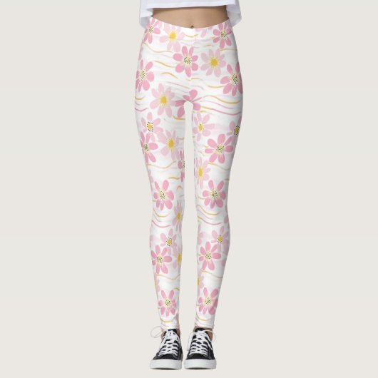 Leggings Fleur pastel rétro (4) (Devant)