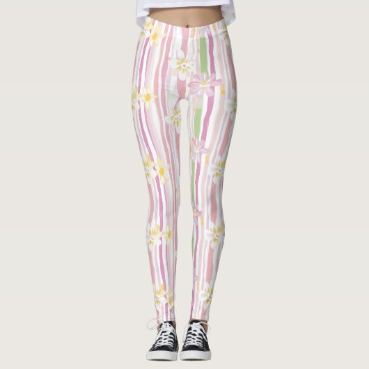 Leggings Fleur pastel rétro (9) (Devant)