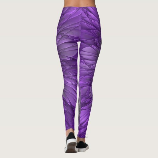 Leggings Fleur psychédélique violette Abstraite Fractal Art (Dos)