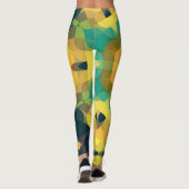 Leggings Fleur rétro Mandala jaune bleu et vert (Dos)