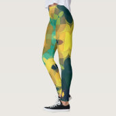 Leggings Fleur rétro Mandala jaune bleu et vert (Gauche)