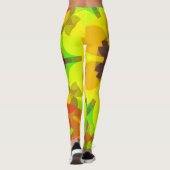 Leggings Fleur rétro Mandala jaune orange et vert (Dos)