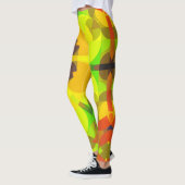 Leggings Fleur rétro Mandala jaune orange et vert (Gauche)