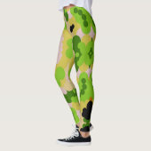 Leggings Fleur Retro Mandala jaune vert et blanc (Gauche)