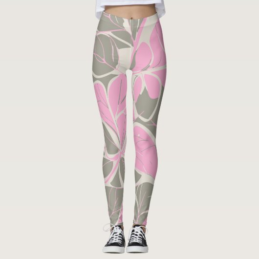 Leggings Fleur Rose Abstraite (Devant)