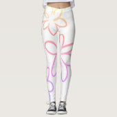 Leggings Fleur : rose et orange (Devant)