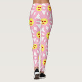 Leggings Fleur rose folle aux yeux de coeur rouge (Dos)