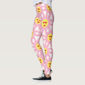 Leggings Fleur rose folle aux yeux de coeur rouge (Gauche)