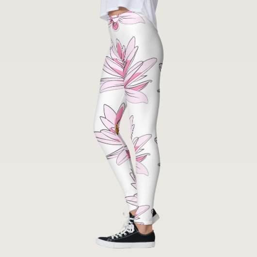 Leggings Fleur rose illustrée (Gauche)