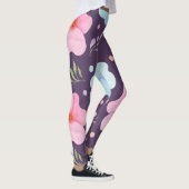 Leggings fleur rose motif femmes violette (Droite)