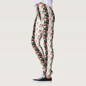 Leggings Fleur rose noir & blanc Gratté (Gauche)