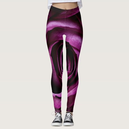 Leggings Fleur Rose violet (Devant)