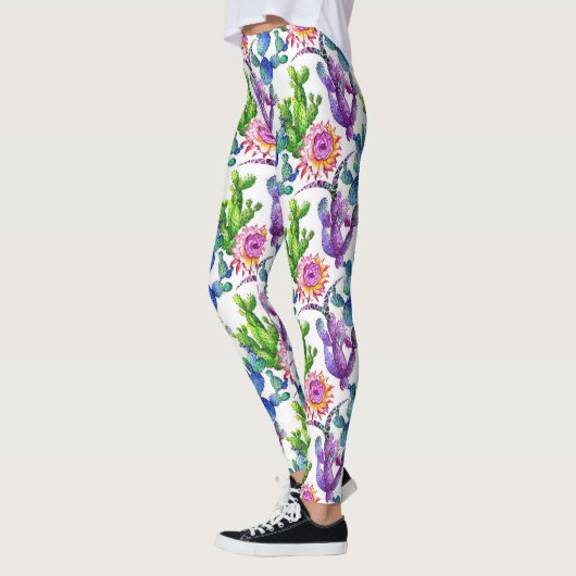 Leggings Fleur sauvage aquarelle Cactus Motif (Gauche)