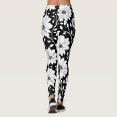 Leggings Fleur simple noir et blanc Motif sans couture (Dos)