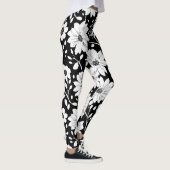Leggings Fleur simple noir et blanc Motif sans couture (Droite)