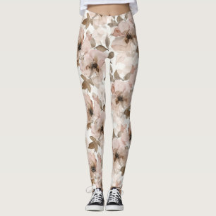 Leggings Fleur sud-ouest marron rose