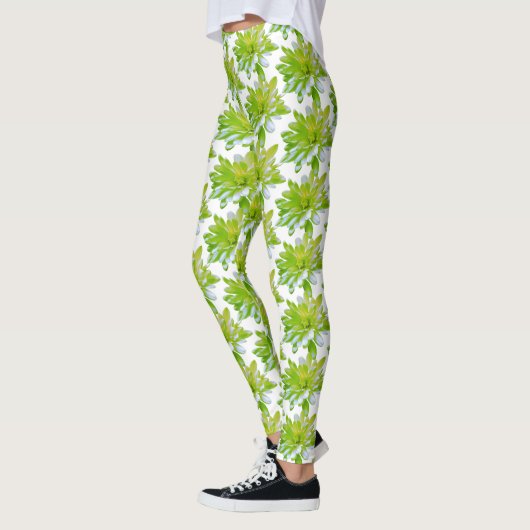 Leggings Fleur vert vert vert vert pâle marguerite (Gauche)