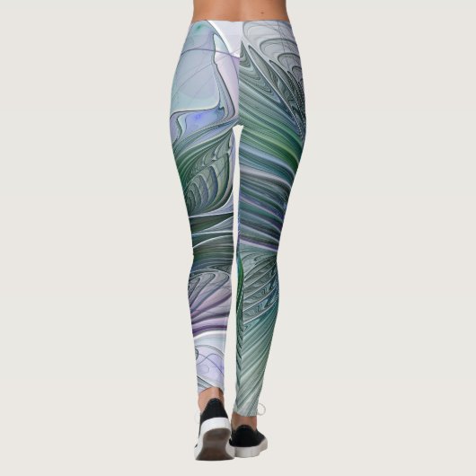 Leggings Fleur vert violet Art Abstrait moderne Fractal (Dos)