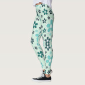 Leggings Fleur verte et bleue sur arrière - plan vert clair (Gauche)