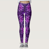 Leggings Fleur violette profonde fractale hypnotique (Devant)