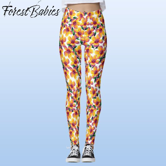 Leggings Fleur 🌼 Whimsical mignon Fun Floral Design Motif