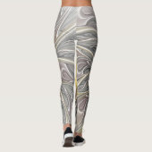 Leggings Fleurir Avec Or Moderne Fleur Abstraite Fractale (Dos)