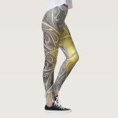 Leggings Fleurir Avec Or Moderne Fleur Abstraite Fractale (Droite)