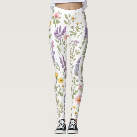 Leggings Fleuris Aquarelle Prairie Fleurie (Devant)