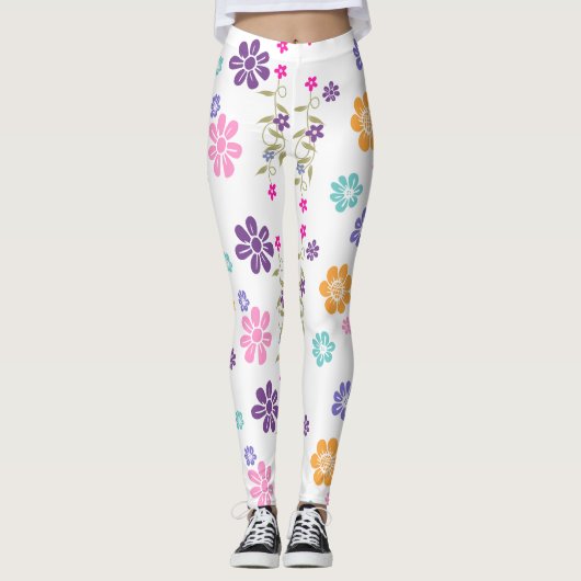 Leggings Fleuris Design Coloré Tendance (Devant)